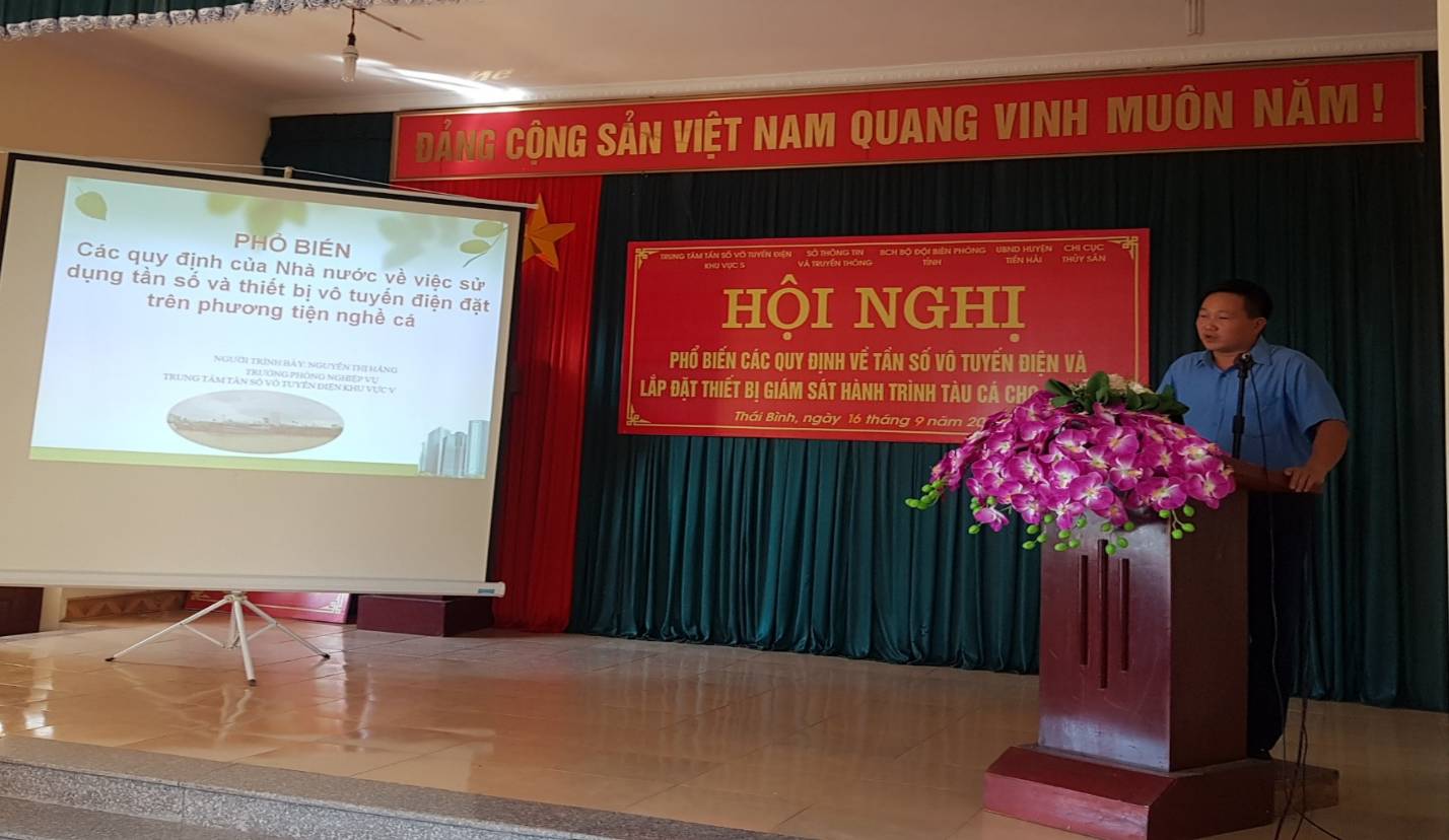 Ông Vũ Xuân Thành - Phó Giám đốc Sở TTTT Thái Bình phát biểu khai mạc Hội nghị tại huyện Tiền Hải