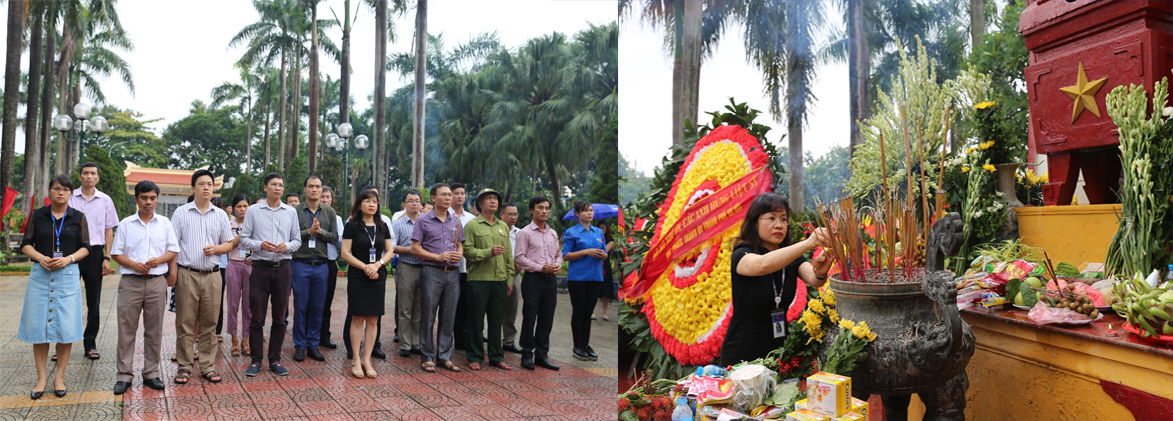 Phó Cục trưởng Nguyễn Phương Anh - Chủ tịch Công đoàn Cục và đại diện các đơn vị thuộc Cục tại Hà Nội dâng hương, hoa tưởng niệm các Anh hùng Liệt sĩ tại Nghĩa trang Liệt sĩ thành phố Hà Nội (xã Tây Tựu, quận Bắc Từ Liêm)