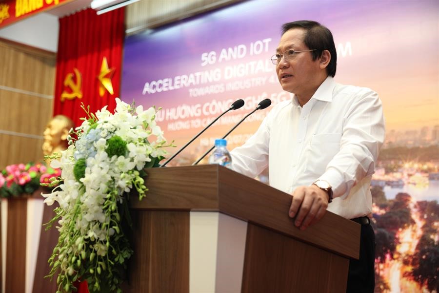 Minister of MIC Truong Minh Tuan delivered his remarks at the Workshop